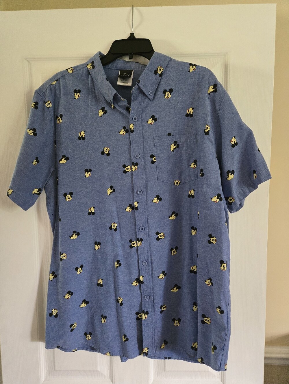 Disney Mickey Short-Sleeve Button-Up Shirt in Light Blue